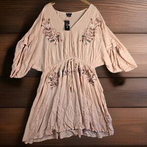 City Chic Endless Summer Tunic Peach Size 20 Hippie Fairy Floral Cottagecore NWT